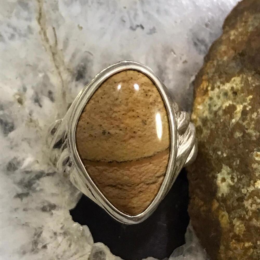 Carolyn Pollack Sterling Silver Natural Picture Jasper Ring Size 10 For Women - Picture 4 of 10